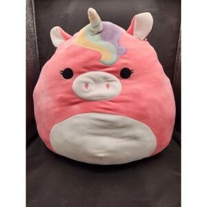 Kellytoy Squishmallow 16" Ilene The Pink Unicorn Rainbow Mane Limited Edit. 2020